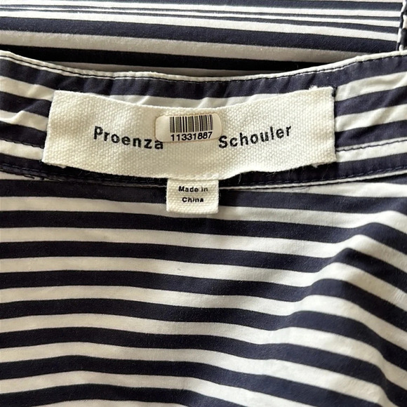 RTR Proenza Schouler Stripe Poplin Graphic Text Shirt Dress sz Small Oversized - Picture 7 of 8